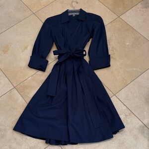 Donna Ricco Navy Long Sleeve Wrap Dress